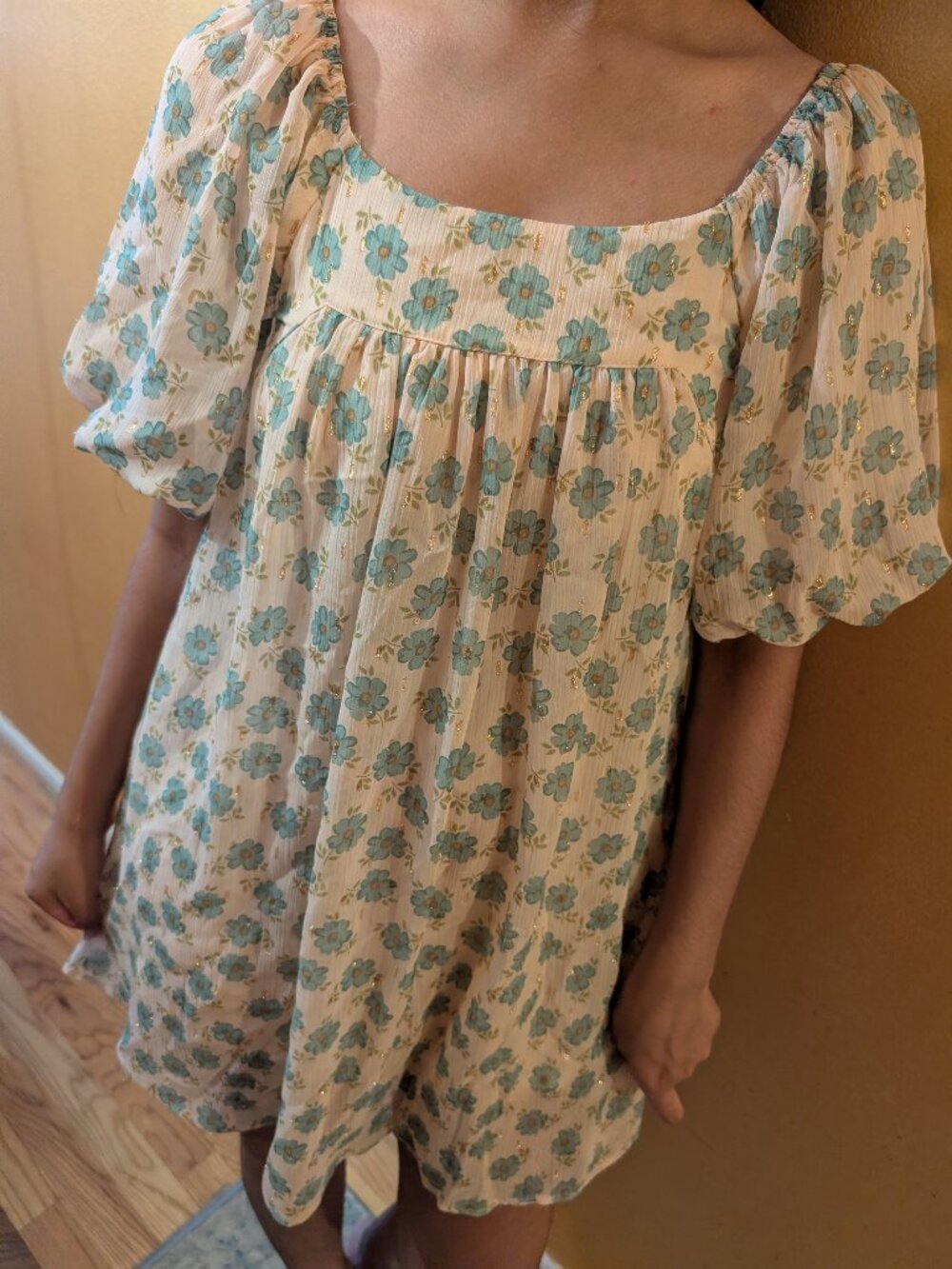 Gorgeous Girls Zara Pink Dress with Teal/ Aqua and Gold Flowers